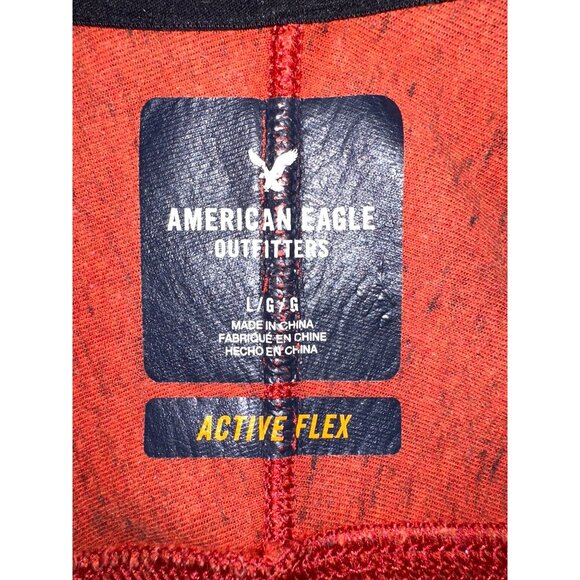 American Eagle Outfitters Rust Red Active Flex Hoodie Mens Large Cotton Polyeste - Picture 5 of 9